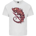 Steampunk Chameleon Iguana Reptile Lizard Mens Cotton T-Shirt Tee Top White