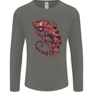 Steampunk Chameleon Iguana Reptile Lizard Mens Long Sleeve T-Shirt Charcoal