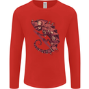 Steampunk Chameleon Iguana Reptile Lizard Mens Long Sleeve T-Shirt Red