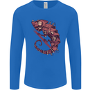 Steampunk Chameleon Iguana Reptile Lizard Mens Long Sleeve T-Shirt Royal Blue
