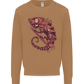Steampunk Chameleon Iguana Reptile Lizard Mens Sweatshirt Jumper Caramel Latte