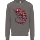 Steampunk Chameleon Iguana Reptile Lizard Mens Sweatshirt Jumper Charcoal