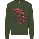 Steampunk Chameleon Iguana Reptile Lizard Mens Sweatshirt Jumper Forest Green