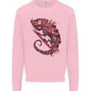 Steampunk Chameleon Iguana Reptile Lizard Mens Sweatshirt Jumper Light Pink
