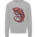 Steampunk Chameleon Iguana Reptile Lizard Mens Sweatshirt Jumper Sports Grey