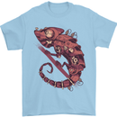 Steampunk Chameleon Iguana Reptile Lizard Mens T-Shirt Cotton Gildan Light Blue