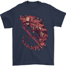 Steampunk Chameleon Iguana Reptile Lizard Mens T-Shirt Cotton Gildan Navy Blue