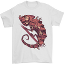 Steampunk Chameleon Iguana Reptile Lizard Mens T-Shirt Cotton Gildan White