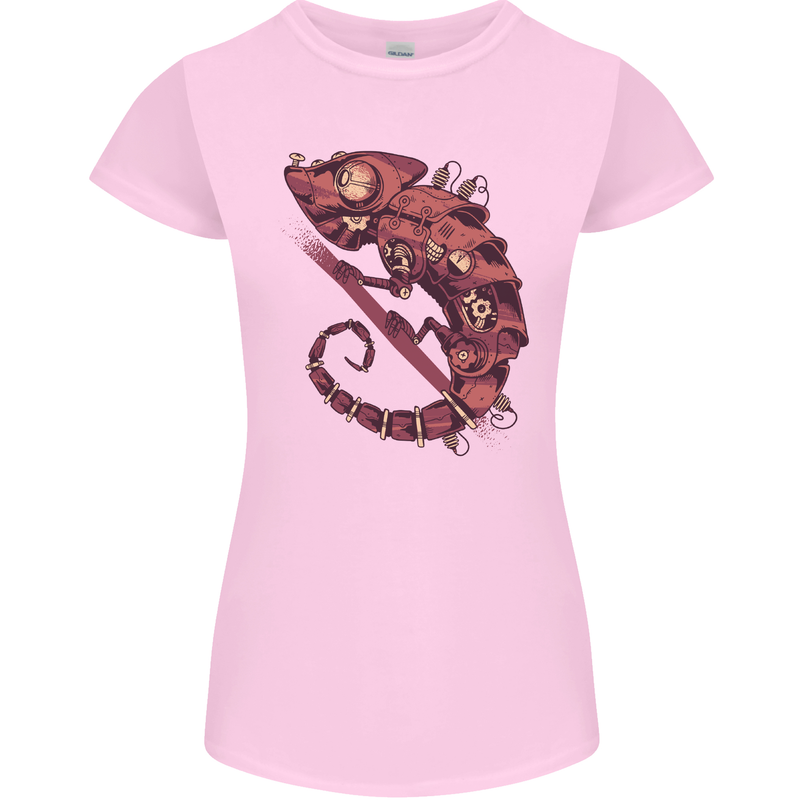 Steampunk Chameleon Iguana Reptile Lizard Womens Petite Cut T-Shirt Light Pink