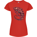 Steampunk Chameleon Iguana Reptile Lizard Womens Petite Cut T-Shirt Red