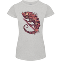Steampunk Chameleon Iguana Reptile Lizard Womens Petite Cut T-Shirt Sports Grey