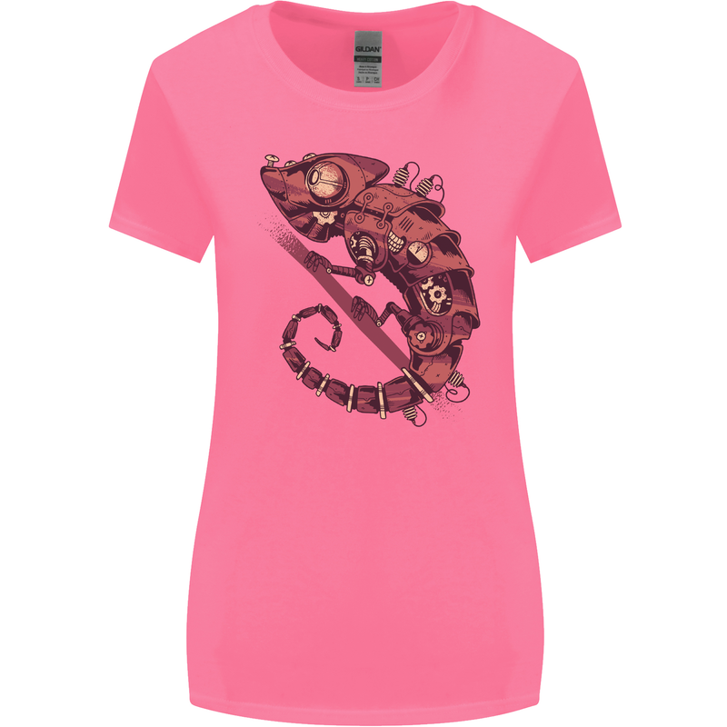 Steampunk Chameleon Iguana Reptile Lizard Womens Wider Cut T-Shirt Azalea