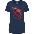 Steampunk Chameleon Iguana Reptile Lizard Womens Wider Cut T-Shirt Navy Blue