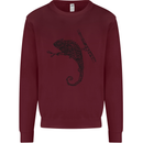 Steampunk Chameleon Kids Sweatshirt Jumper Maroon