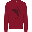 Steampunk Chameleon Kids Sweatshirt Jumper Red
