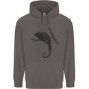 Steampunk Chameleon Mens 80% Cotton Hoodie Charcoal