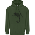 Steampunk Chameleon Mens 80% Cotton Hoodie Forest Green