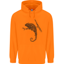 Steampunk Chameleon Mens 80% Cotton Hoodie Orange