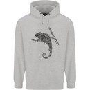 Steampunk Chameleon Mens 80% Cotton Hoodie Sports Grey