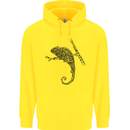 Steampunk Chameleon Mens 80% Cotton Hoodie Yellow