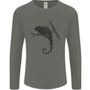 Steampunk Chameleon Mens Long Sleeve T-Shirt Charcoal