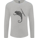 Steampunk Chameleon Mens Long Sleeve T-Shirt Sports Grey
