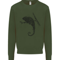 Steampunk Chameleon Mens Sweatshirt Jumper Forest Green