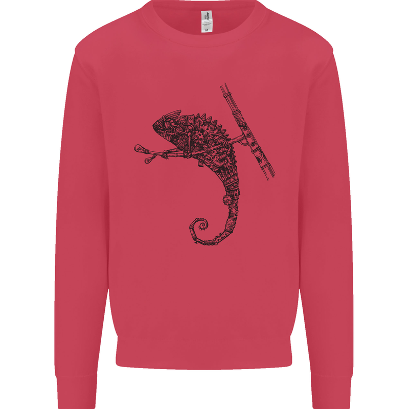 Steampunk Chameleon Mens Sweatshirt Jumper Heliconia