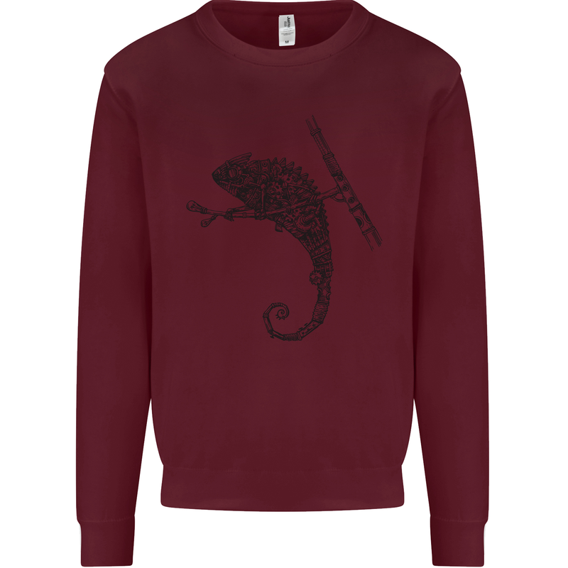 Steampunk Chameleon Mens Sweatshirt Jumper Maroon