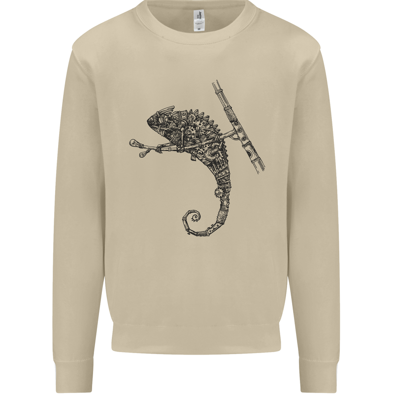 Steampunk Chameleon Mens Sweatshirt Jumper Sand