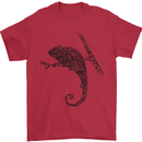 Steampunk Chameleon Mens T-Shirt 100% Cotton Red