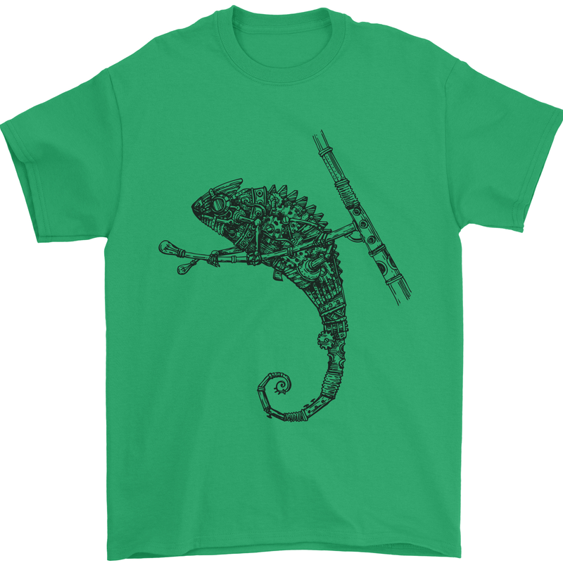Steampunk Chameleon Mens T-Shirt Cotton Gildan Irish Green