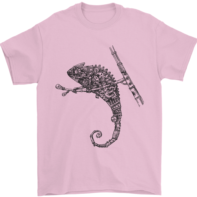 Steampunk Chameleon Mens T-Shirt Cotton Gildan Light Pink