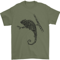 Steampunk Chameleon Mens T-Shirt Cotton Gildan Military Green
