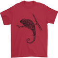 Steampunk Chameleon Mens T-Shirt Cotton Gildan Red