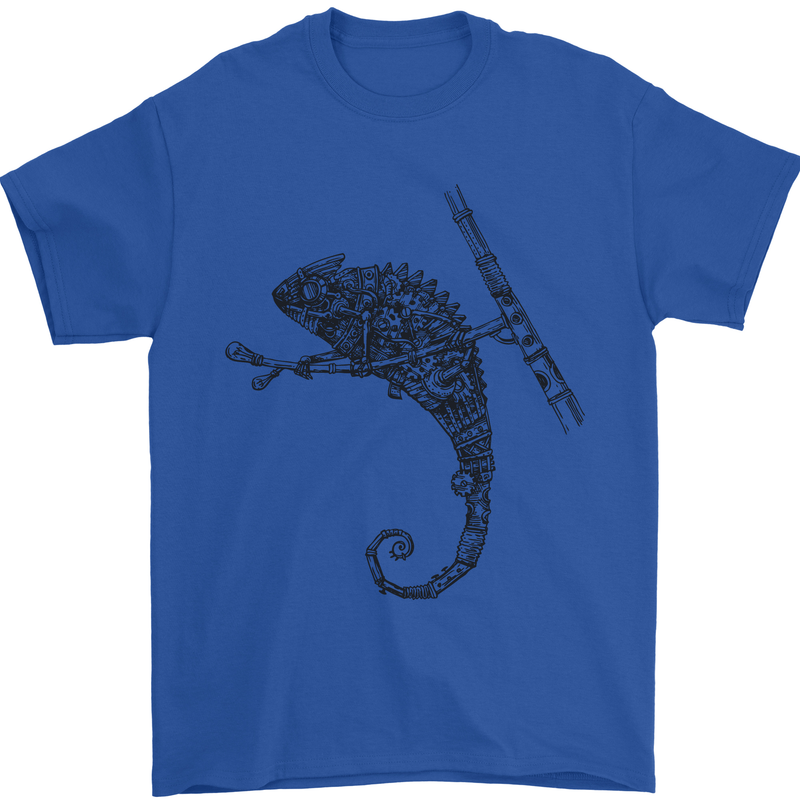 Steampunk Chameleon Mens T-Shirt Cotton Gildan Royal Blue