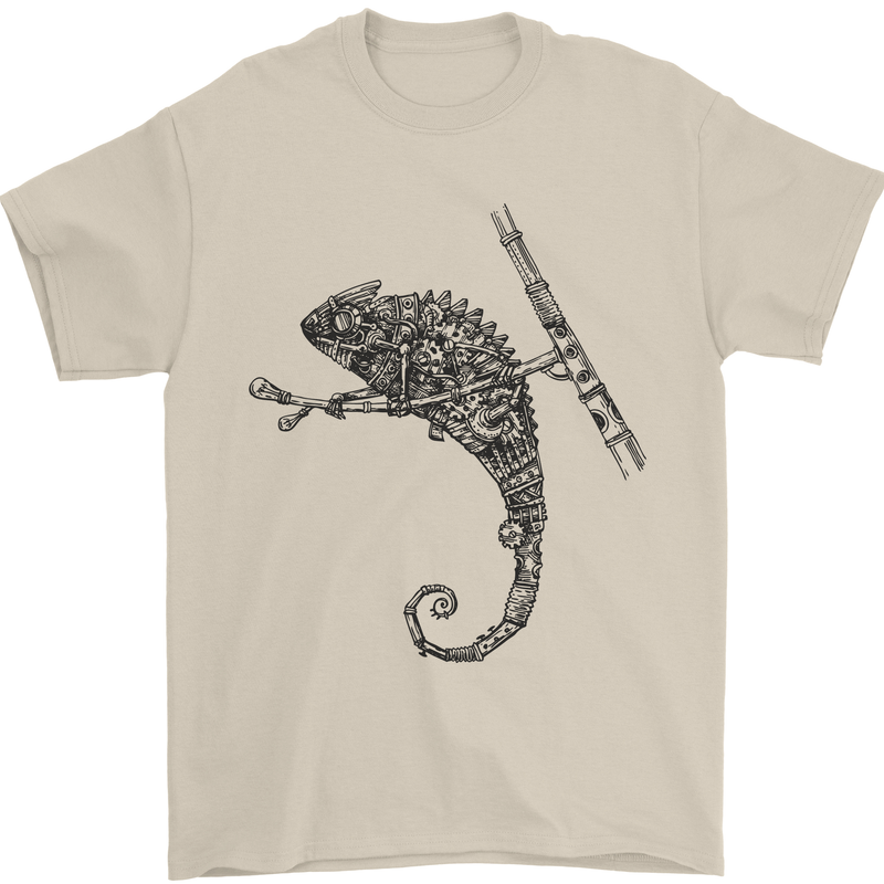 Steampunk Chameleon Mens T-Shirt Cotton Gildan Sand