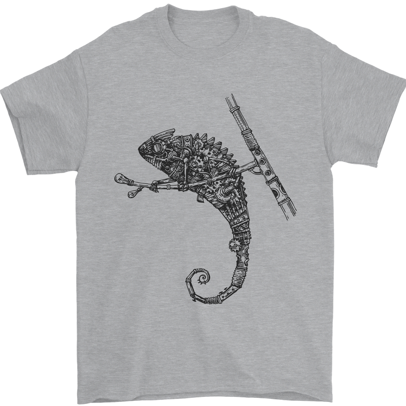 Steampunk Chameleon Mens T-Shirt Cotton Gildan Sports Grey
