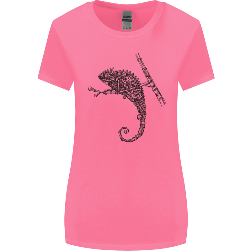 Steampunk Chameleon Womens Wider Cut T-Shirt Azalea