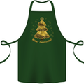 Steampunk Christmas Tree Cotton Apron 100% Organic Forest Green