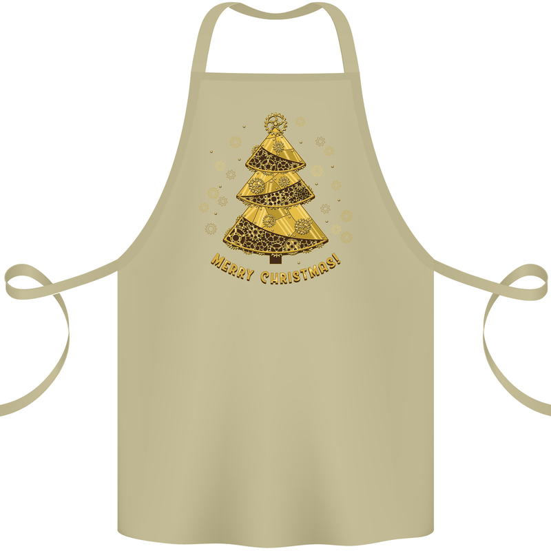 Steampunk Christmas Tree Cotton Apron 100% Organic Khaki