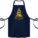 Steampunk Christmas Tree Cotton Apron 100% Organic Navy Blue