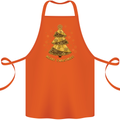 Steampunk Christmas Tree Cotton Apron 100% Organic Orange