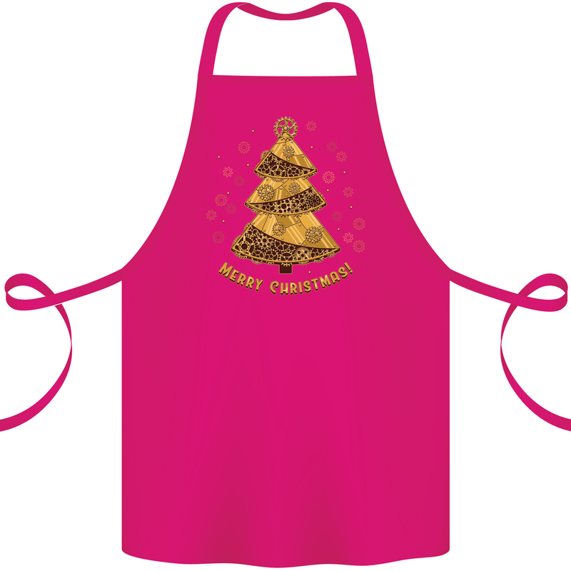 Steampunk Christmas Tree Cotton Apron 100% Organic Pink