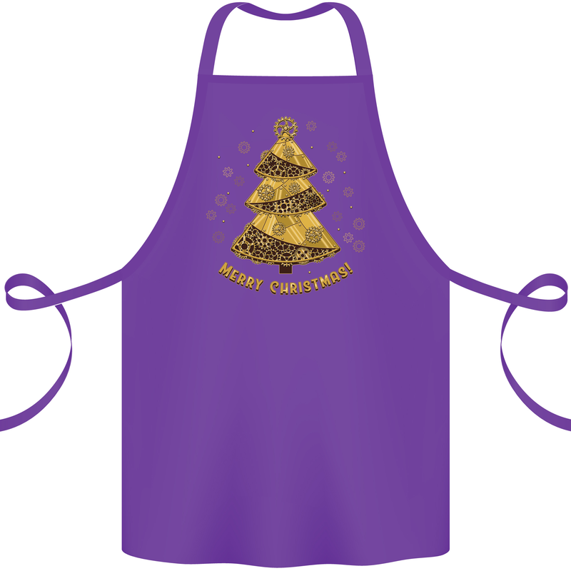 Steampunk Christmas Tree Cotton Apron 100% Organic Purple