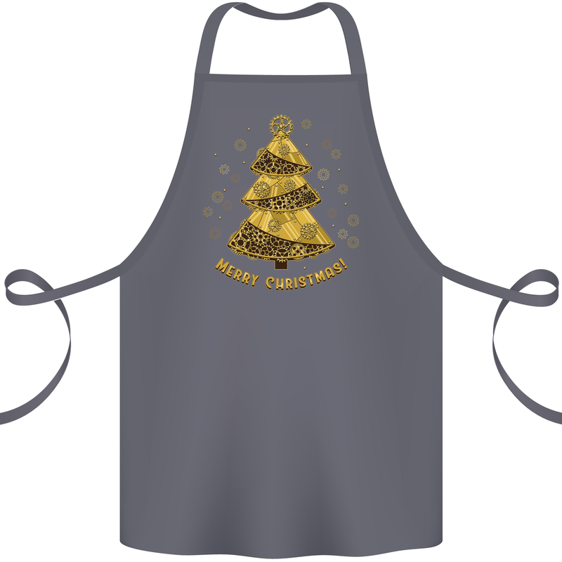 Steampunk Christmas Tree Cotton Apron 100% Organic Steel