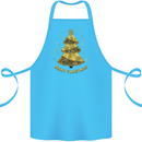 Steampunk Christmas Tree Cotton Apron 100% Organic Turquoise