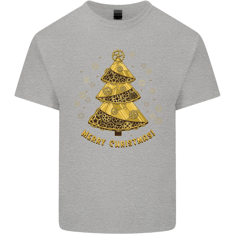 Steampunk Christmas Tree Kids T-Shirt Childrens Sports Grey