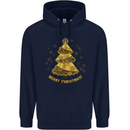 Steampunk Christmas Tree Mens 80% Cotton Hoodie Navy Blue