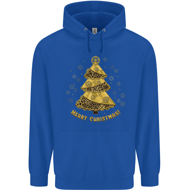 Steampunk Christmas Tree Mens 80% Cotton Hoodie Royal Blue